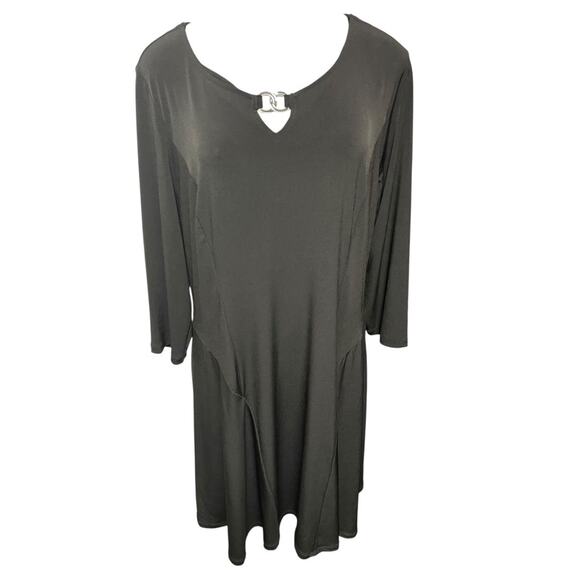 Large Susan Graver Pull Over Liquid Knit Enamel Detail Dress Blacck - Picture 4 of 11